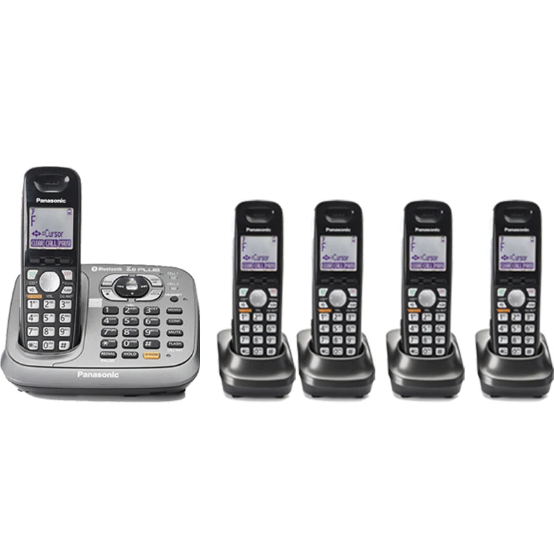 Five Handsets Bluetooth Fuction DECT 6,0, цифровой беспроводной стационарный телефон с системой ответа, клавиатура, Домашние беспроводные телефоны, черный цвет - Цвет: Five Handsets
