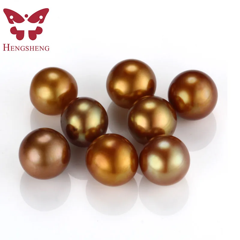 10 шт./лот, жемчужные устрицы, натуральные культивированные пресноводные, круглые, крашеные, без отверстий, свободные жемчужины для ювелирных изделий - Цвет: Chocolate color