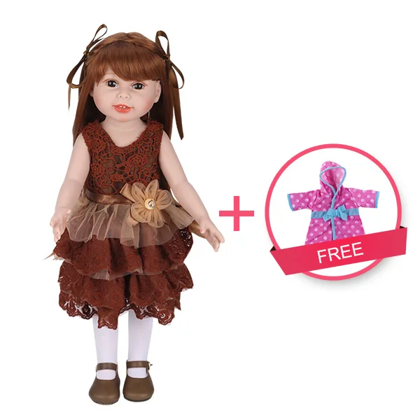 brown eyes UCanaan 18 дюймов девочка кукла ручной работы полностью виниловая силиконовая кукла реборн Игрушки для девочек - Цвет: brown eyes
