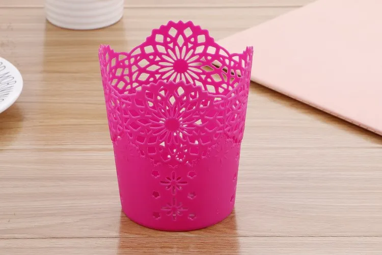 rose red 1 шт полый цветок кисть для хранения ручка карандаш горшок держатель Контейнер стол органайзер подарок многофункциональное хранение - Цвет: rose red