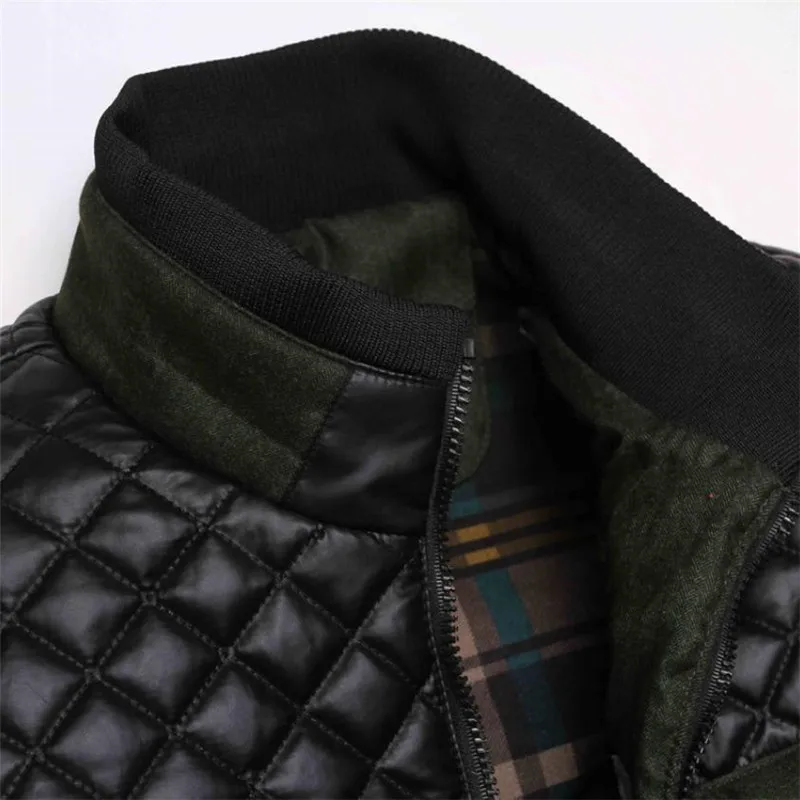 

new winter spring brand men jackets and coats PU Patchwork designer jackets coat fashion cotton men