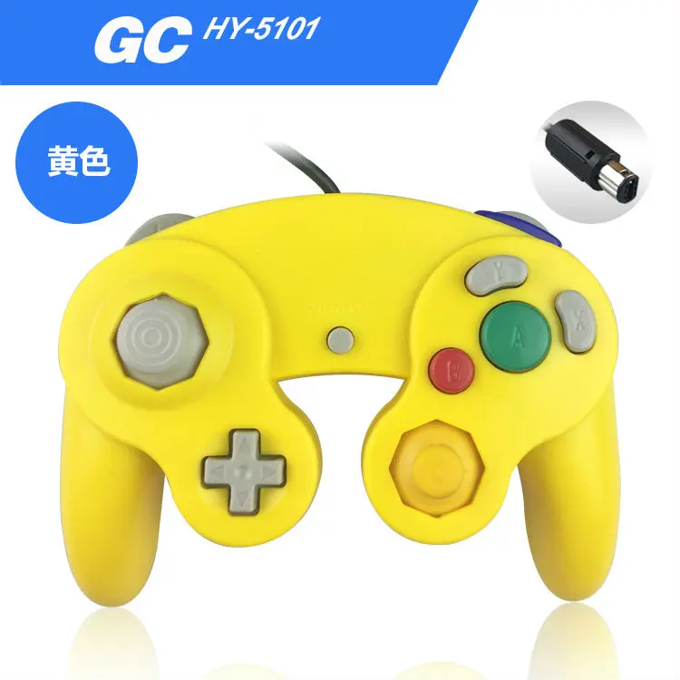 yellow-GC port Полный геймпады для Gamecube контроллер проводной ручной джойстик для NAND для GC контроллер для MAC компьютера ПК - Цвет: yellow-GC port