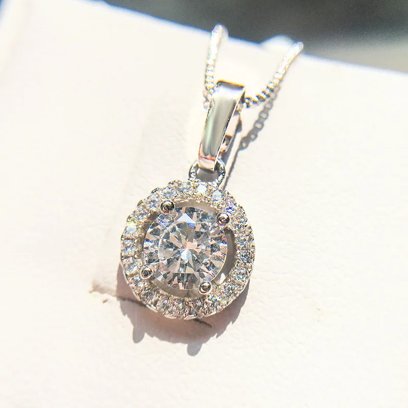  Classic Round Silver Pendant Necklace Jewelry Cubic Zirconia Wedding Gifts Valentine's Day | Украшения и аксессуары