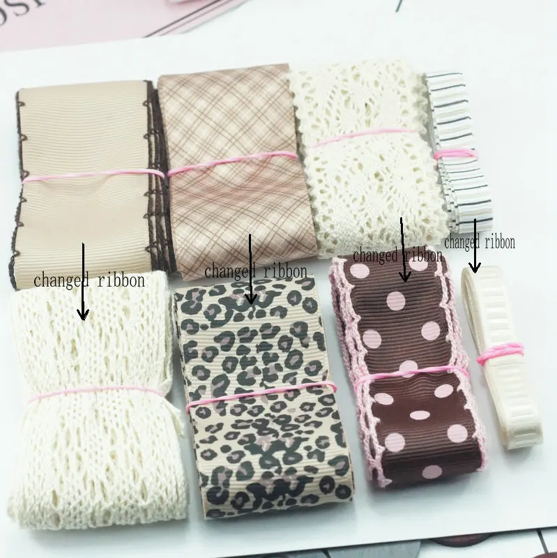TC9 29 meters/set Elegant champagne coffee ribbon set diy hair accessory material mix and lace | Дом и сад