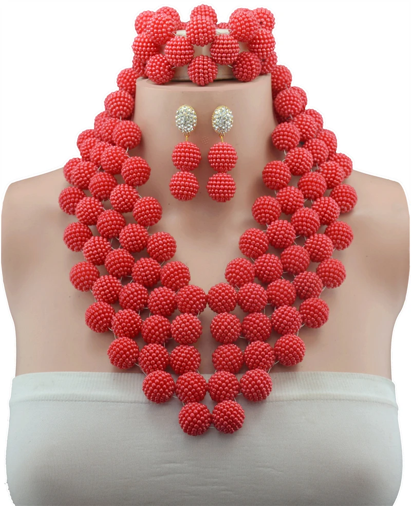 2016 нигерийские Свадебные сказочные африканские бусы ювелирный набор розовый