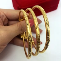 1 pair baby gift yellow gold filled children bracelet adjustable bangle 50mm