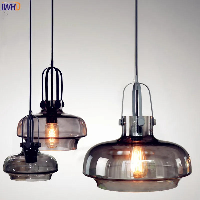 Современный скандинавский светодиодный подвесной светильник IWHD стеклянный