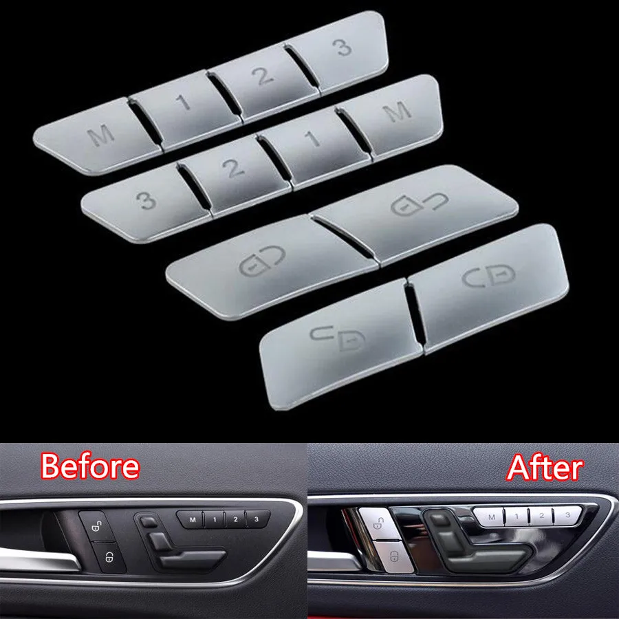 

12Pcs Car Door Memory Seat Lock Unlock Adjust Switch Button Cover Trim Sticker For Mercedes Benz CLA/GLA/GLK/GLE/CLS/GL/ML/A/B/E