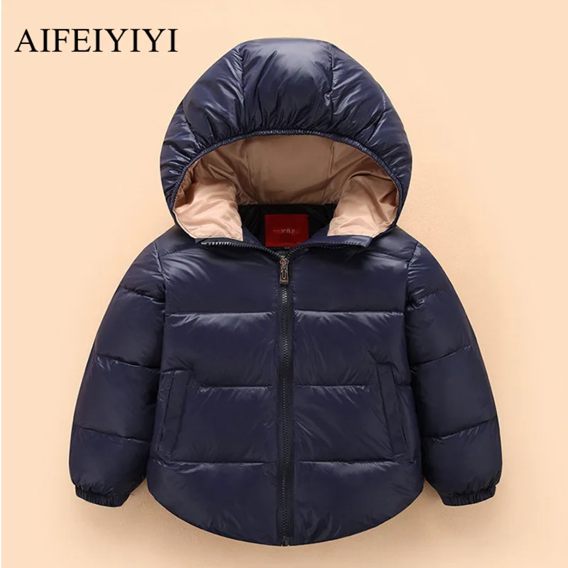 AIFEIYIYI Children's Winter Jackets Clothing Kids Girls Boys Short White Duck Down Thick Solid Color Warm Padded Coat XT2016 |