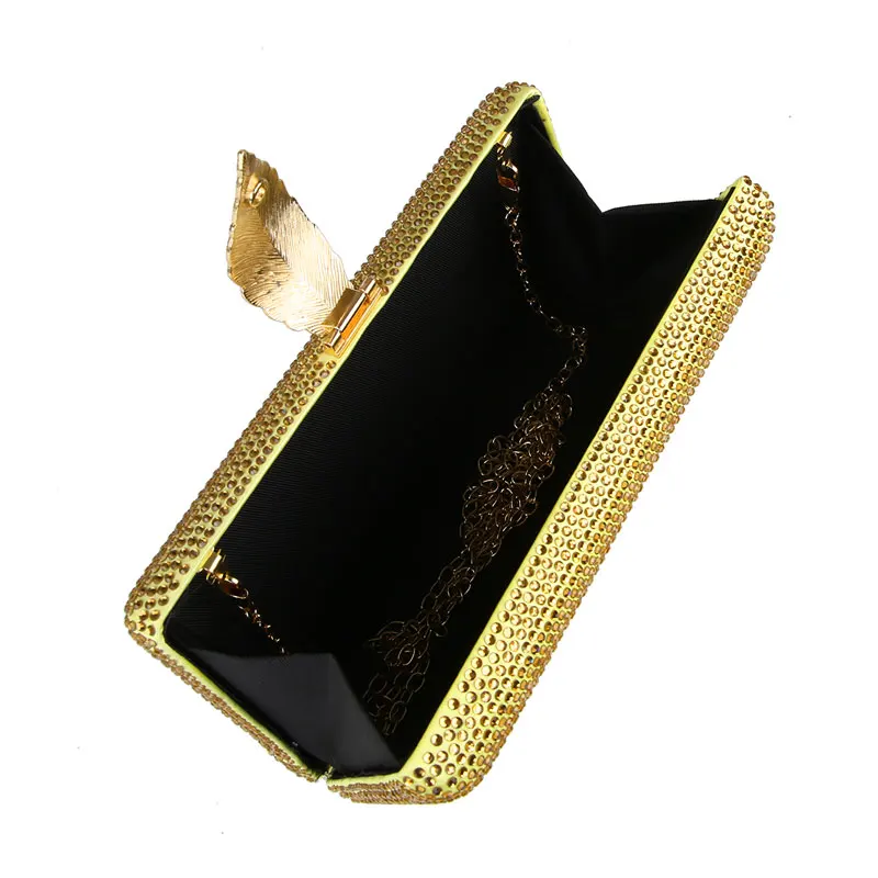 Вечерняя Сумка клатч с бриллиантами стразы Женский кошелек золотого цвета