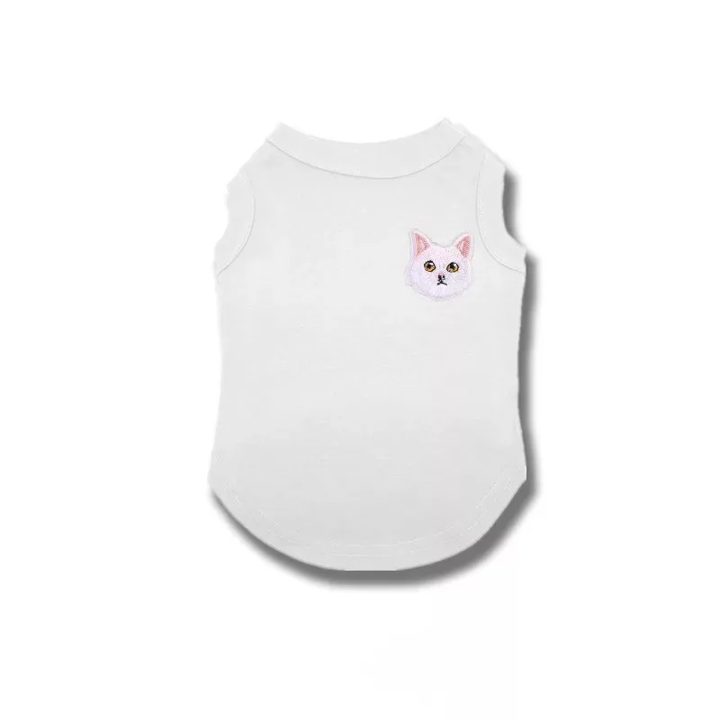 White White Cat Модная летняя футболка с котом жилет с французским бульдогом одежда для домашних животных Одежда для собак Одежда для домашних животных Одежда для кошек костюм для мопса GZC03 - Цвет: White White Cat