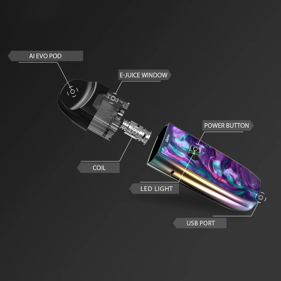 Электронная сигарета IJOY AI EVO Kit вейп 1100 мАч 20 Вт с картриджем 2 8 мл стартовый набор