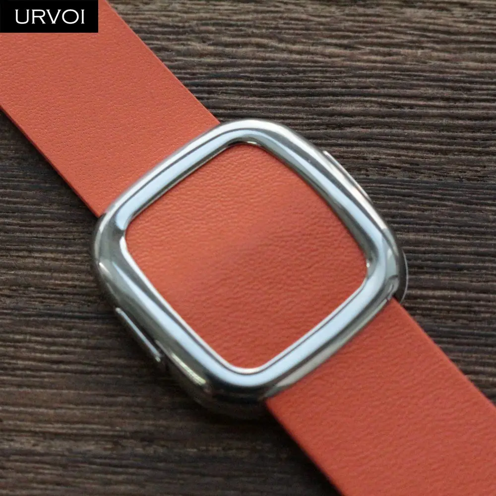 URVOI, современный ремешок с пряжкой для apple watch, серия 5, 4, 3, 2, 1, ремешок для iwatch, мягкий гладкий верх, зернистая кожа, удобный на ощупь