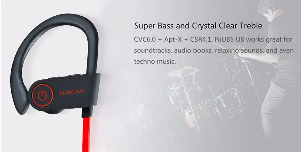 ALANGDUO G6 спортивные Bluetooth наушники беспроводные Auricolari Bluetooth с микрофоном гарнитура наушники Fone De Ouvido