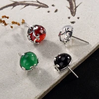 2018 hot sale limited s925 sterling antique pattern mosaic jade pomegranate temperament ladies small tremella nail wholesale