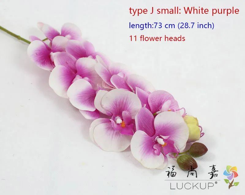 J small White purple Искусственный латексный цветок орхидеи бабочки орхидеи для дома, дома, свадьбы, фестиваля, 1 стебель, F472 - Цвет: J small White purple