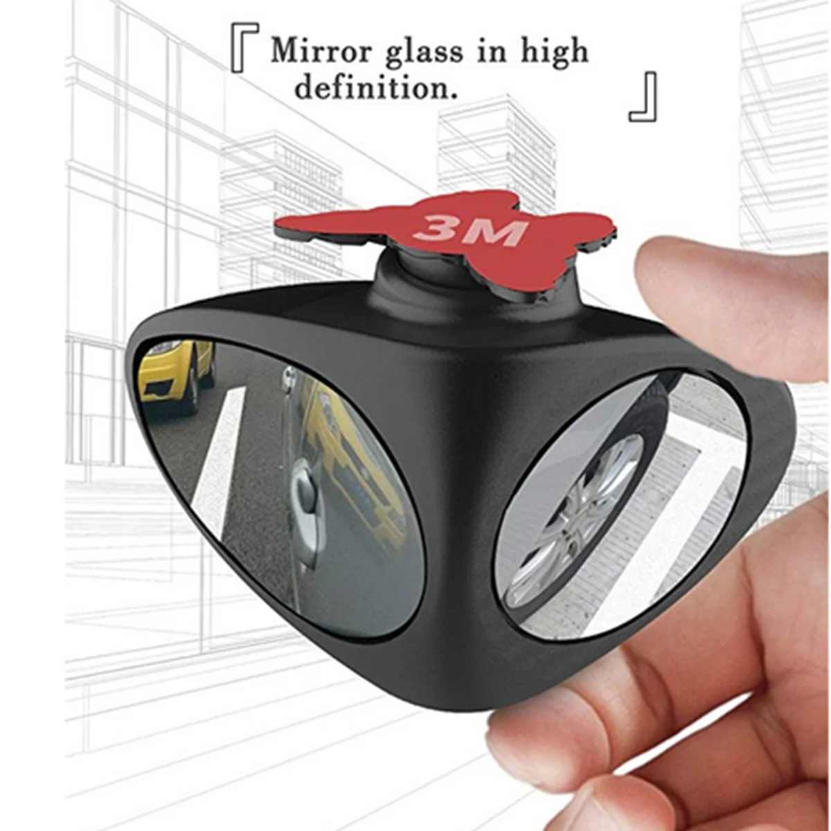 2 в 1 Автомобильное зеркало заднего вида с широким углом обзора 360