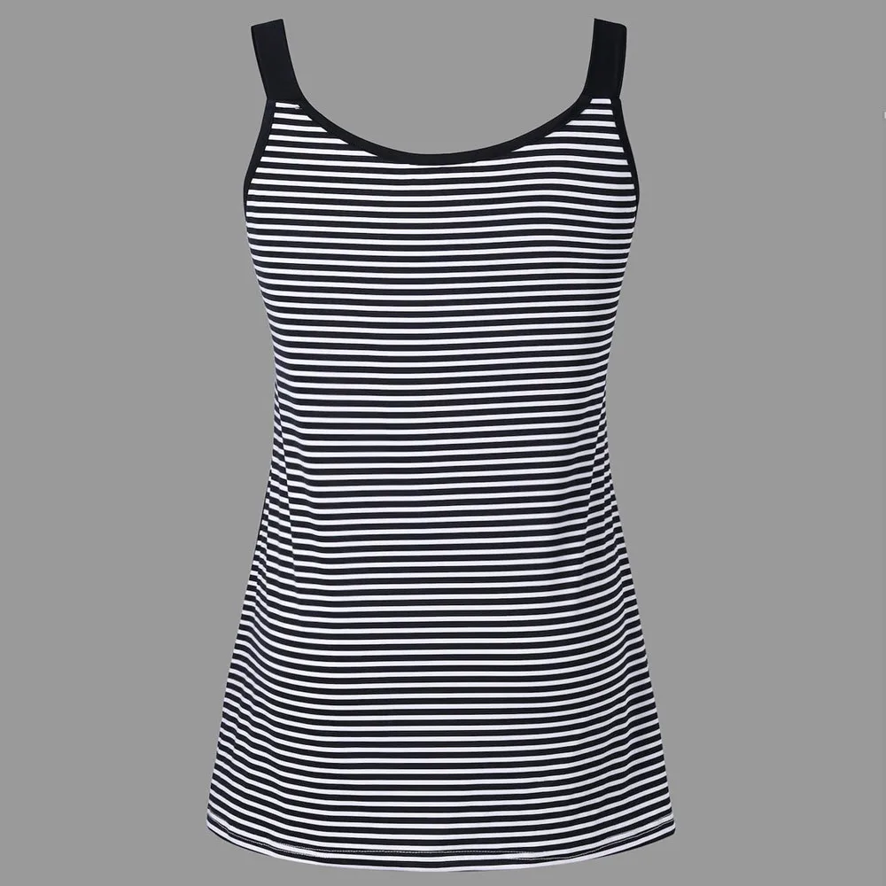 Женский топ в полоску без рукавов с o образным вырезом Летняя Пляжная футболка