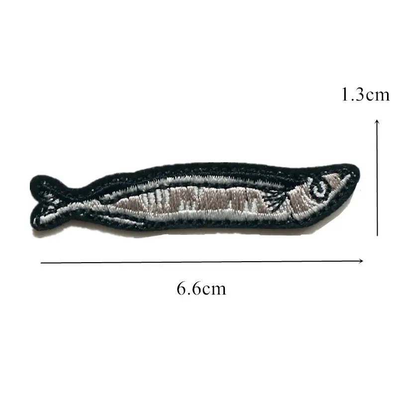 Mini Embroidery Sew Iron On Patch Dried Fishes Saury Patches Embroidered Badges For Bag Jeans Hat T Shirt DIY Appliques Craft | Дом и сад