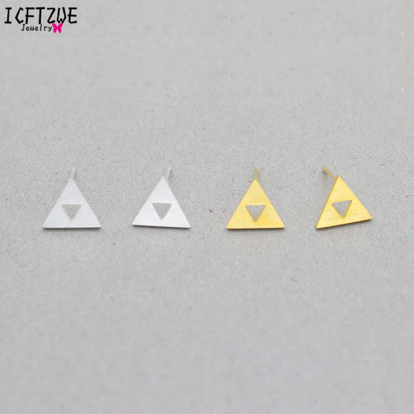 Dianshangkaituozhe 10 пар; модные aros Нержавеющая сталь Brincos Треугольники Triforce золотой цвет серебристый Zelda серьгу Для женщин