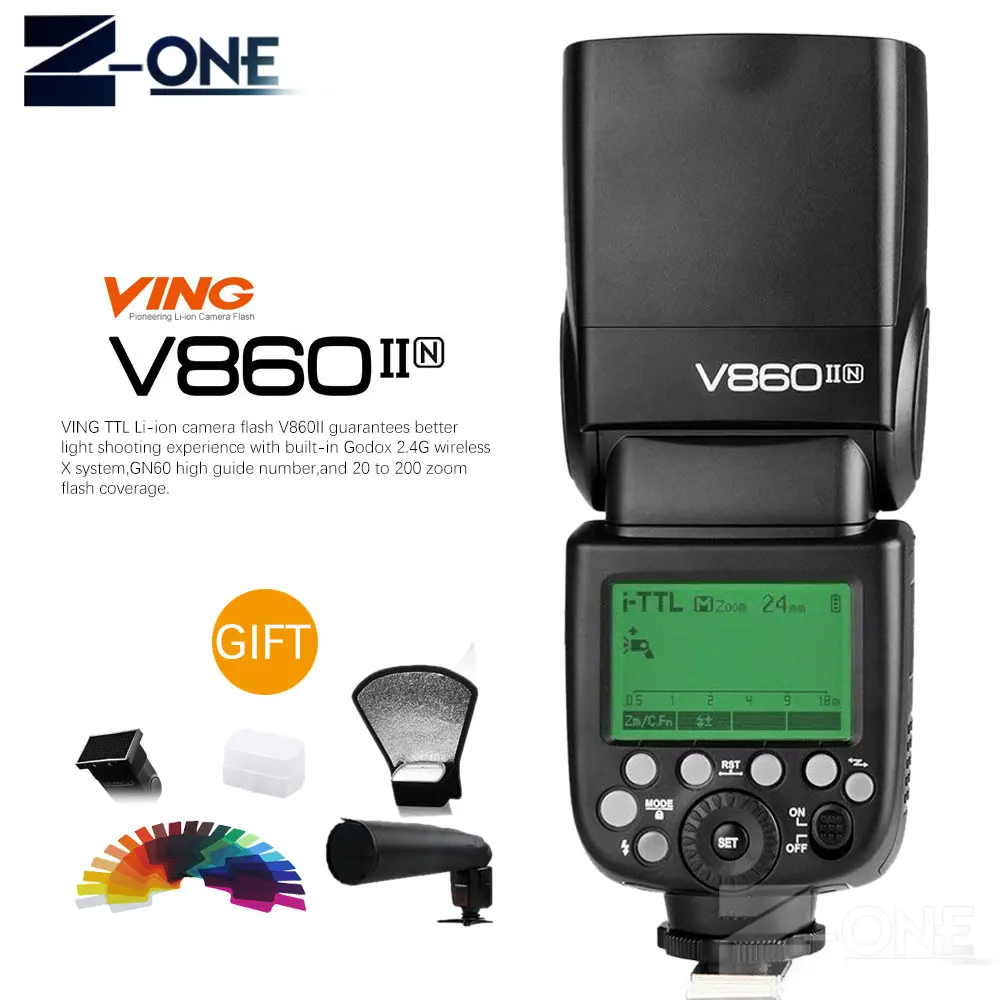 Черный Godox Ving V860II V860II-C/N/S/F/O E-TTL HSS 1/8000 Speedlite вспышка для Canon Nikon sony DSLR камера без VB-18 батареи - Цвет: Черный