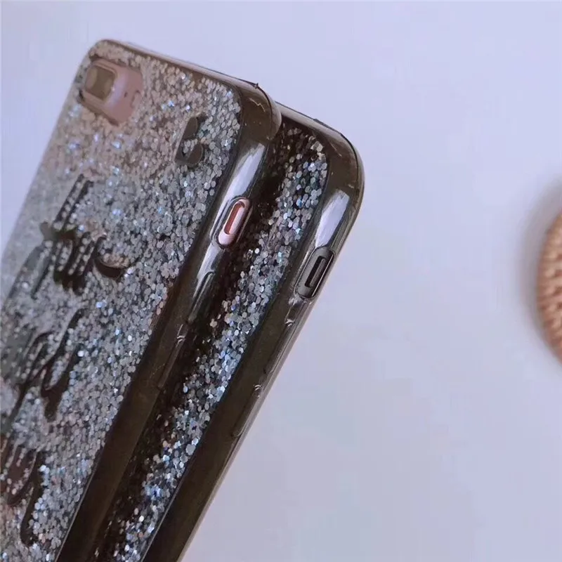 Блестящие чехлы с блестками для iPhone 6, 6S Plus, модная блестящая задняя крышка с буквенным принтом для iPhone X, 8 Plus, 7, 7 plus, cqoue Capa