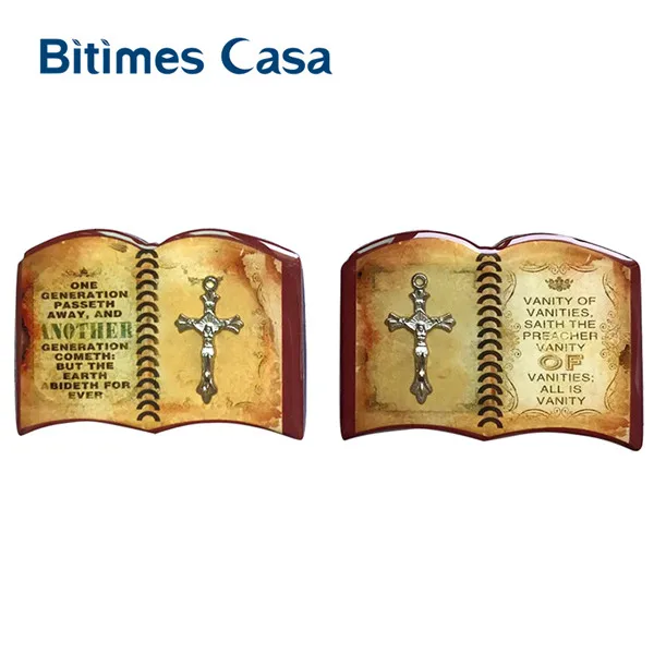 Bitimes 2 шт./лот магниты на холодильник Библии книга форме крест эпоксидной Магнитный холодильник Стикеры Imanes украшения дома - Цвет: as the picture
