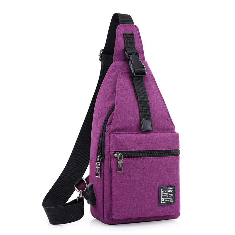 Повседневная мужская и женская сумка мессенджер с usb зарядкой нагрудная