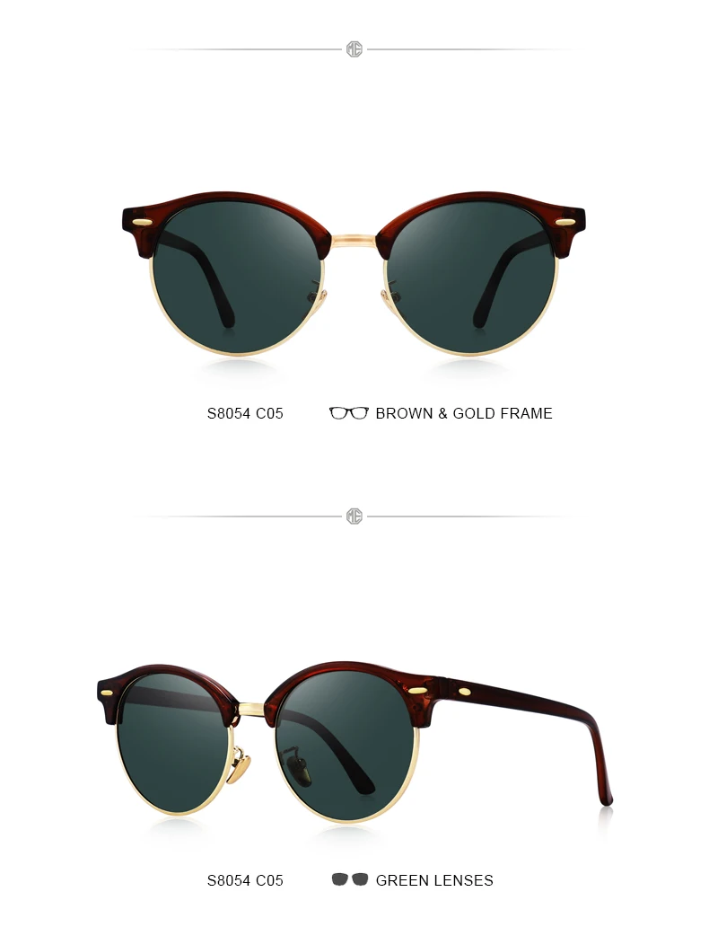 MERRYS DESIGN Men Women Classic Retro Rivet Polarized Sunglasses Unisex Glasses Fashion Male Eyewear UV400 Protection S8054N