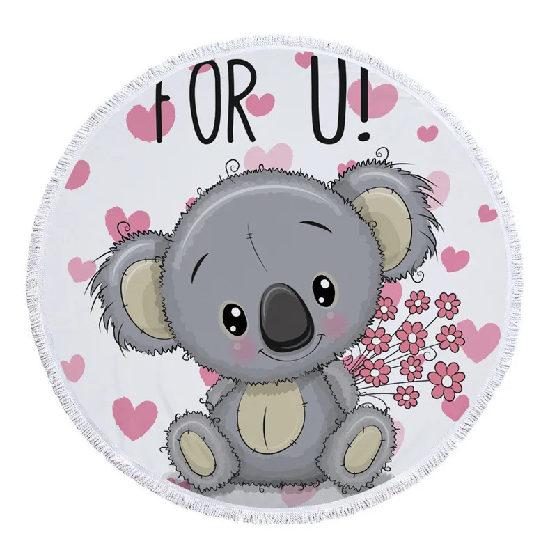 XC USHIO милое пляжное полотенце Koala с кисточкой Подарочное банное полотенце для детей любителей 450 г микрофибра 150 см одеяло для пикника йоги ковер - Цвет: Koala 4