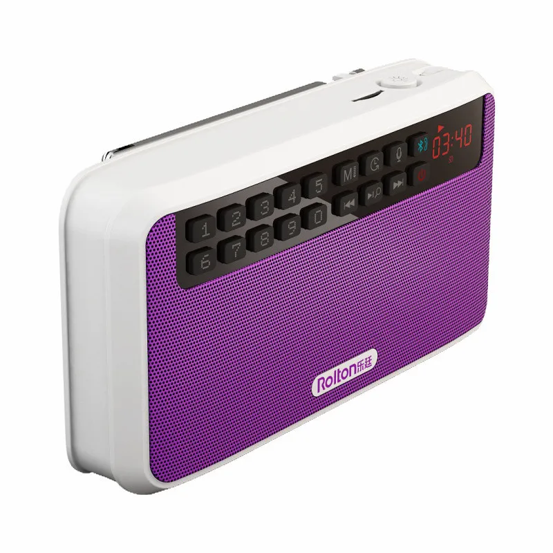 Purple Rolton E500 цифровой fm-радио Bluetooth динамик Портативный беспроводной диктофон AM NOAA приемник Запись USB Mp3 Hifi стерео - Цвет: Purple
