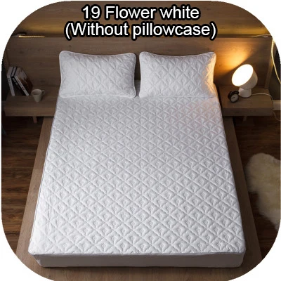 19-Flower-white Матрас защитный чехол для кровати мочалка анти-клещи шлифовальная ткань кровать матрас покрытие коврик протектор sueding мягкая Нескользящая кровать - Цвет: 19-Flower-white