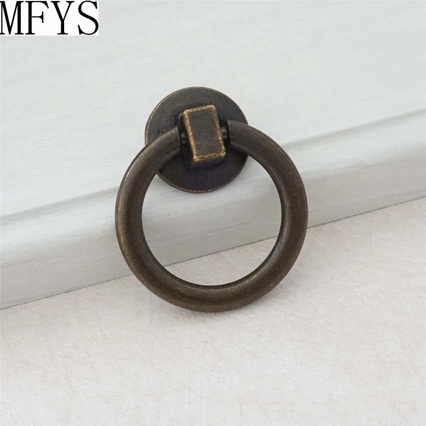 Винтажная ручка для шкафа из античной бронзы кольцевые ручки металлическая