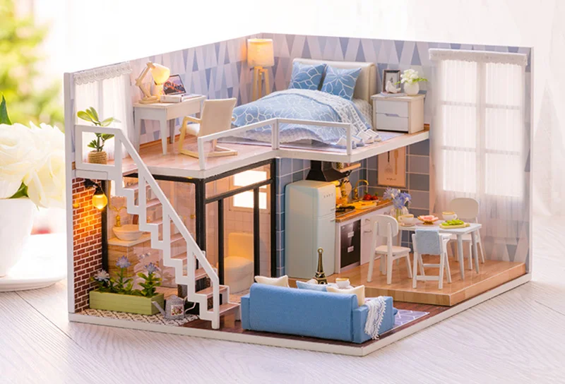 Blue Times сборная DIY Кукольный дом игрушка 3D деревянная Miniatura кукольные домики мебель ручной работы миниатюрный кукольный домик игрушки подарок для детей