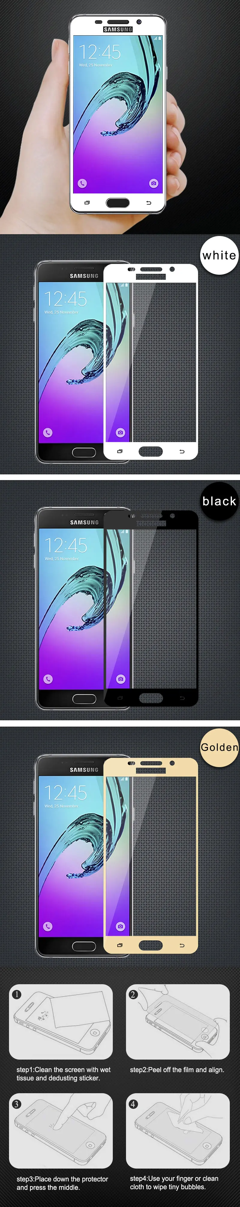 Для samsung A3 закаленное Стекло Экран протектор для samsung Galaxy A3 A310 A310F полный охват защитная пленка