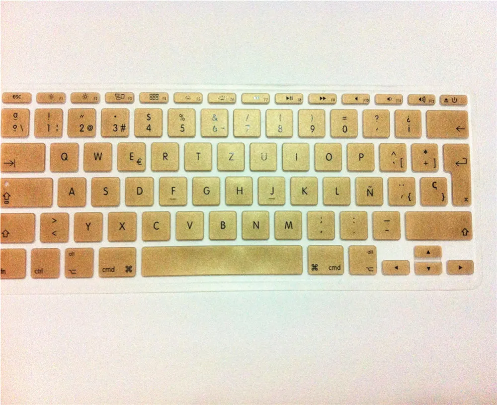 

Золотой испанский ЕС Силиконовый защитный чехол для клавиатуры для MacBook Air 11 "11,6" для Macbook Air 11 Tyrant