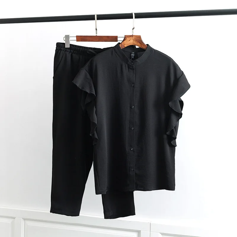 2019 плюс размер женский комплект из двух предметов летняя одежда Повседневная