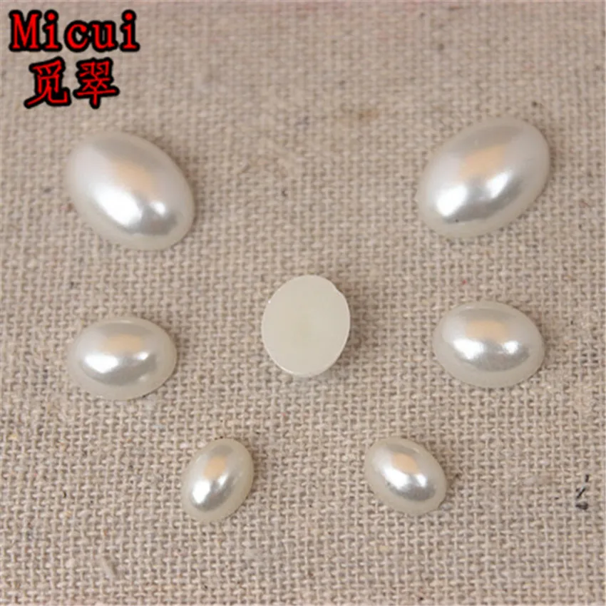 Micui 6*8/8*10/10*14/mm Oval Pearl Beads ABS Half Pearls Flatback Scrapbooking Bead For Jewelry Making Clothes Decoration SM211 | Дом и сад