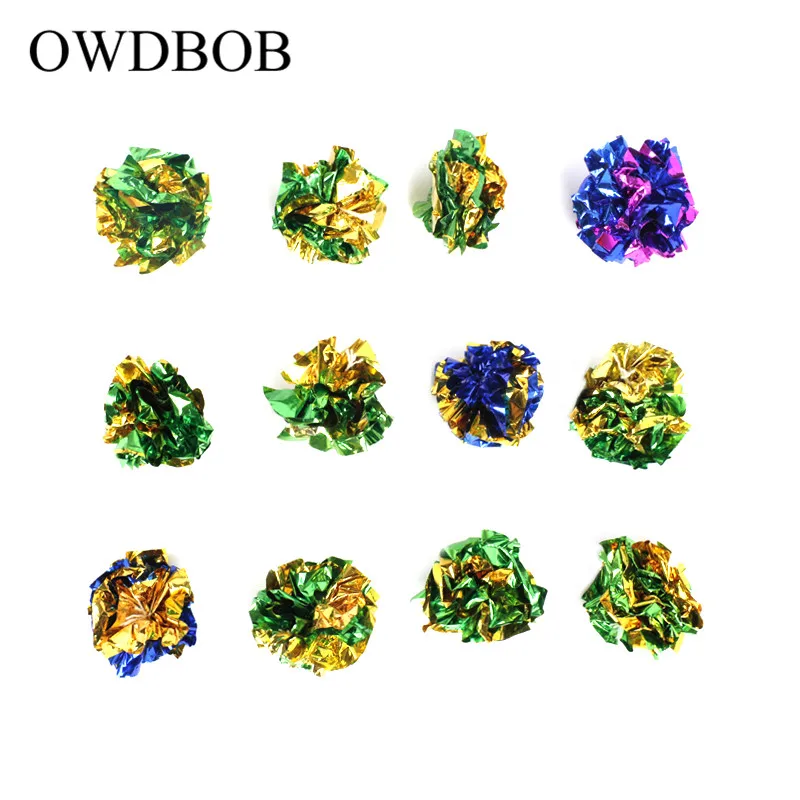 OWDBOB 12 шт./компл. Кот цветной майлар мячик игрушки для собак и кошек бумажная