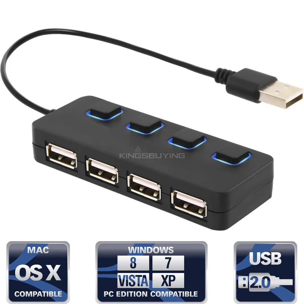 Stoga 4-Port USB 2.0 Hub with Individual Power Switches and LEDs (HB-UMLS) # 1701119 | Компьютеры и офис