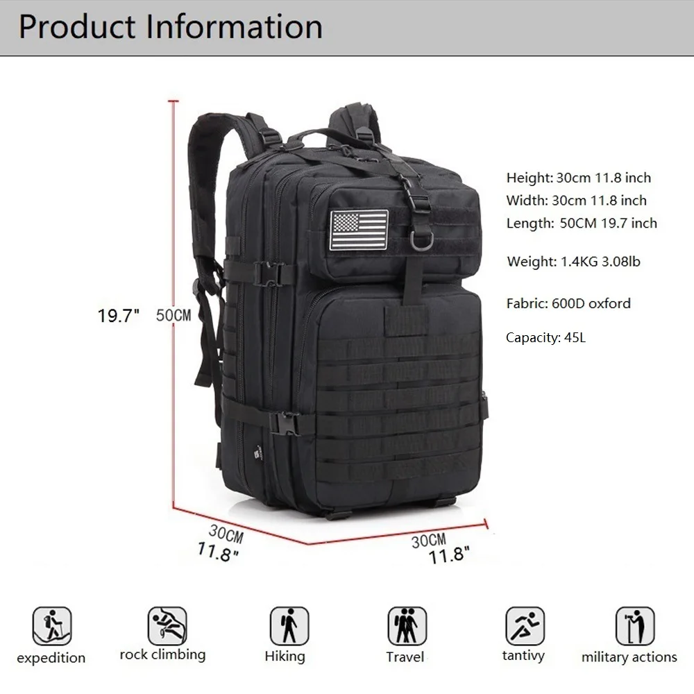 AIFEI тактические рюкзаки 45L большой емкости армейские военные штурмовые Сумки на