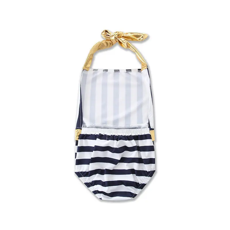 Комплект из 2 предметов для маленьких девочек в полоску с золотым галстуком