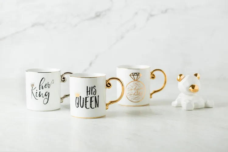 Роскошные золотые Mr and Mrs алмазная фарфоровая кофейная кружка чай молоко керамические чашки и кружки свадебный подарок