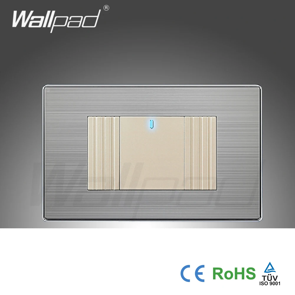 1 Gang 2 позиционный переключатель Лидер продаж Китай производитель Wallpad Кнопка односторонняя нажмите светодиодный индикатор роскошный настенный светильник - Цвет: Champagne