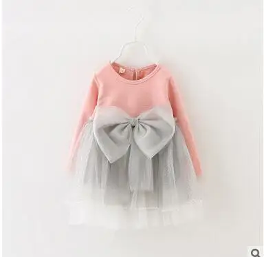 Весна 2016 платье с длинными рукавами для девочек детское Хлопковое