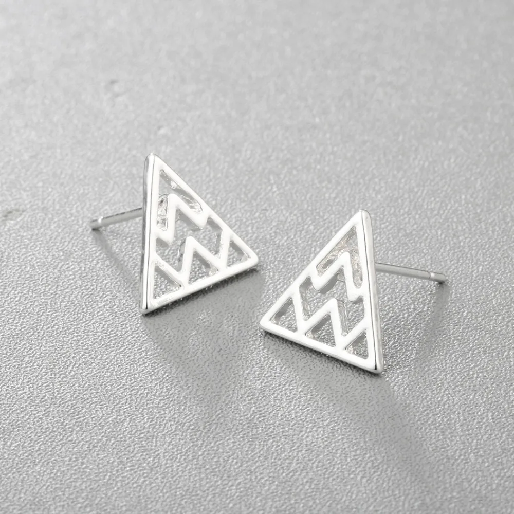 Chereda Alloy Classic Triangle Geometric Stud Earrings Fashion Women Men Jewelry Silver Gold Color Earring Fine Small Girl Ears | Украшения