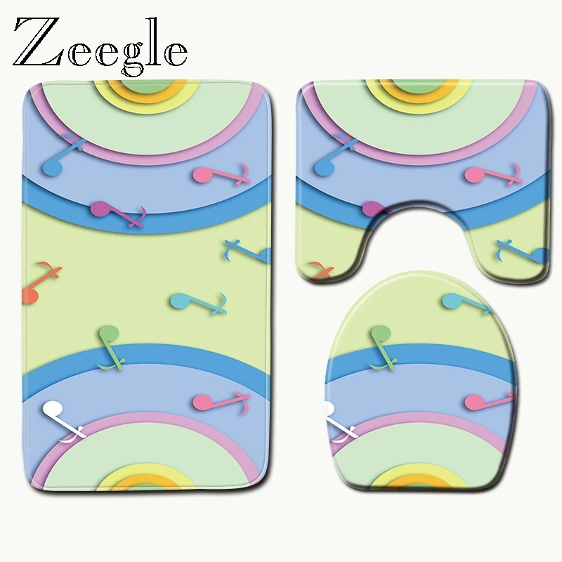 Набор нескользящих ковриков Zeegle с рисунком музыкальных символов коврик для