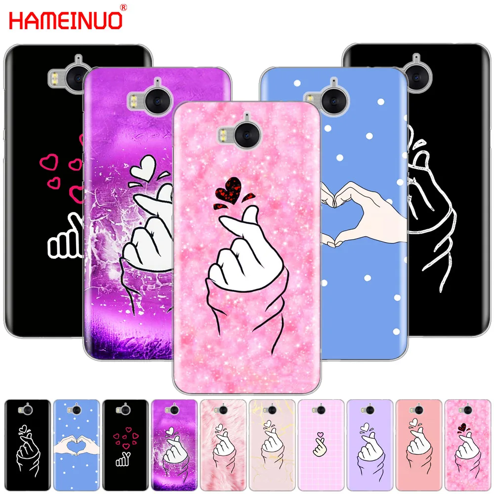 HAMEINUO черно белый чехол для сотового телефона с сердечками Love kpop huawei honor 3C 4X 4C 5C 5X 6 7