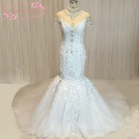 superkimjo vestidos 2020 crystal wedding dresses luxury sparkly high neck 3d flowers mermaid bridal gowns robe de mariage