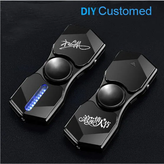 Красочные блики fingertip Электрический провод LED лампа Зажигалка гироскоп USB зарядка